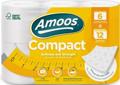 Papel Higi�nico 2 Folhas AMOOS Compact 32 Mt P6=12X7 Packs 42 Unidades